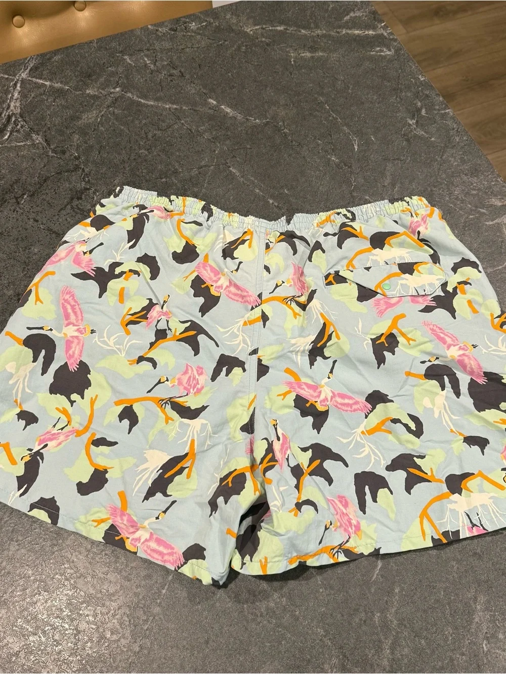 Patagonia baggies shorts 5” men size large birds blue green